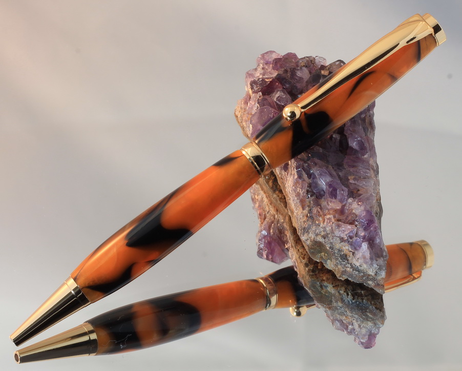 fancy pen goud acryl goud-oranje-zwart 04