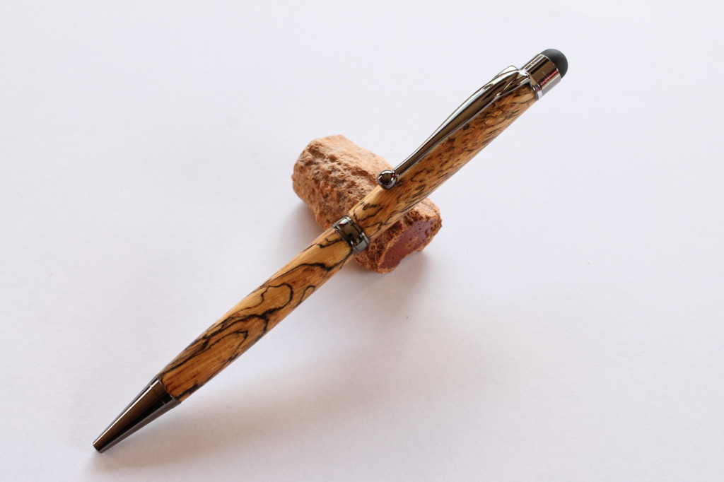 gun metal spalted oak ipad stylus 01